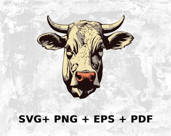 Cartoon Bull Head Svg Png Eps, Commercial use Clipart Vector Graphics for Wall Art, Tshirts, Sublimation, Print on Demand, Stickers
