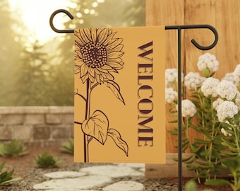 Sunflower Garden Welcome Flag | Minimalist Front Porch Sign | Floral Welcome