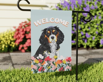 Cavalier King Charles Spaniel Welcome Flag | Dog Mom Gift | Gift For Mom's Garden | Garden Flag