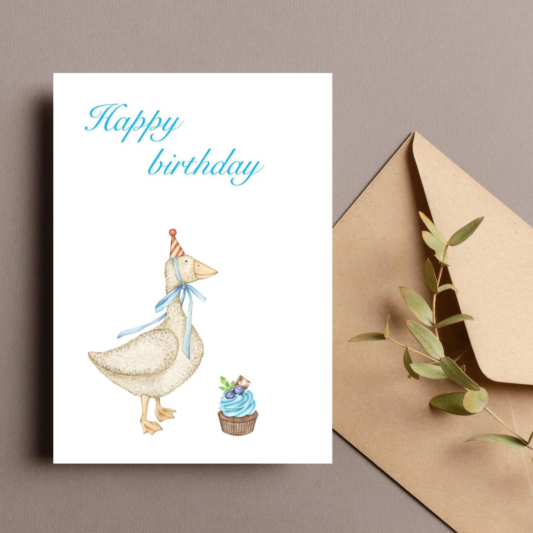 Silly Goose Birthday Card | Whimsical Birthday Card | Cute Goose Card ...