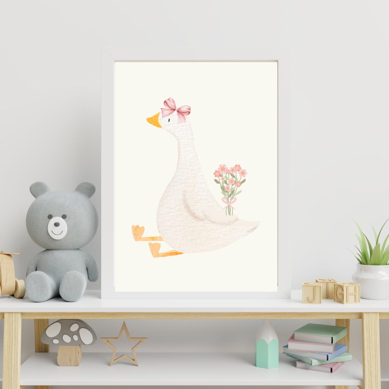 Silly Goose Wall Art | Pink Ribbon Goose Printable | Girls Nursery ...