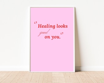 Pink wall art | Girly wall decor | Feminine room decor | Soft girl decor | Coquette room | Mental health quote | Positive self love art