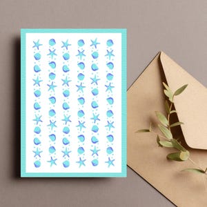 Tarjeta de felicitación imprimible / Tema costero / Tarjeta de descarga instantánea / Tarjeta imprimible de conchas / Tarjeta con temática de playa / Tarjeta de verano / Tarjeta de cumpleaños