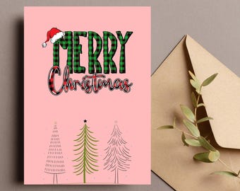 Carte de Noël numérique | Carte de fête | Carte écologique | Imprimez à la maison | Idée cadeau de Noël | Carte de vœux rétro | Noël nostalgique