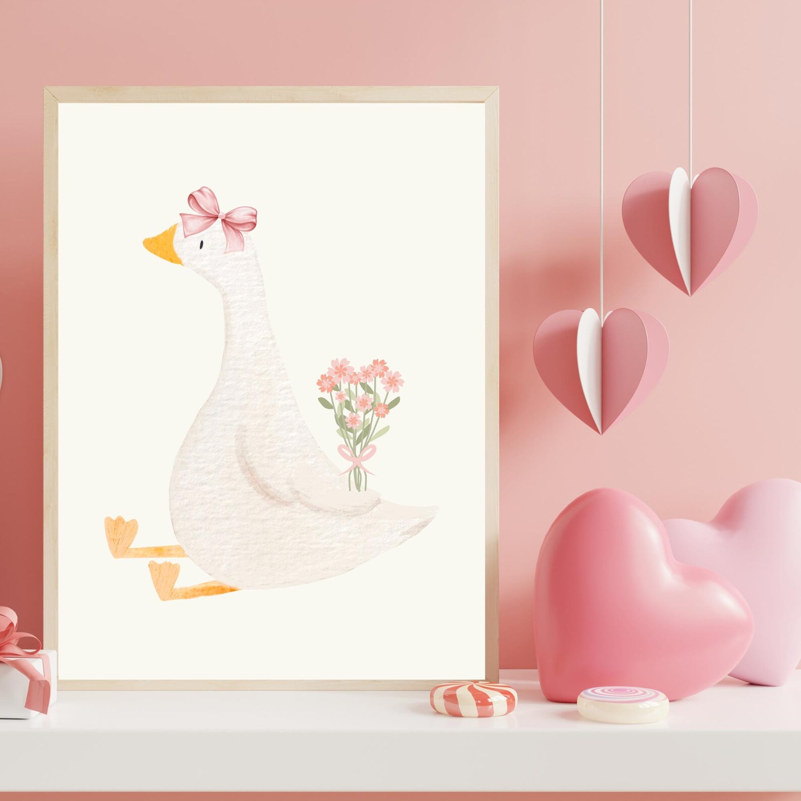 Silly Goose Wall Art | Pink Ribbon Goose Printable | Girls Nursery ...