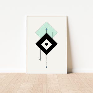 Abstract printable | Geometric art | Modern apartment art | Modern green colors | Digital download | Urban aesthetic | Apartment wall art