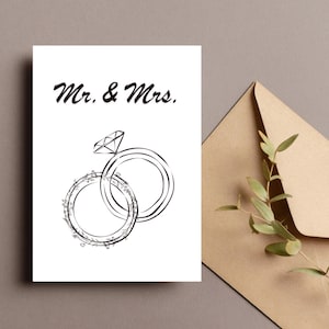 Tarjeta de boda / Tarjeta de novios / Tarjeta de señor y señora / Tarjeta para la feliz pareja / Tarjeta de boda romántica / Imprimible digitalmente