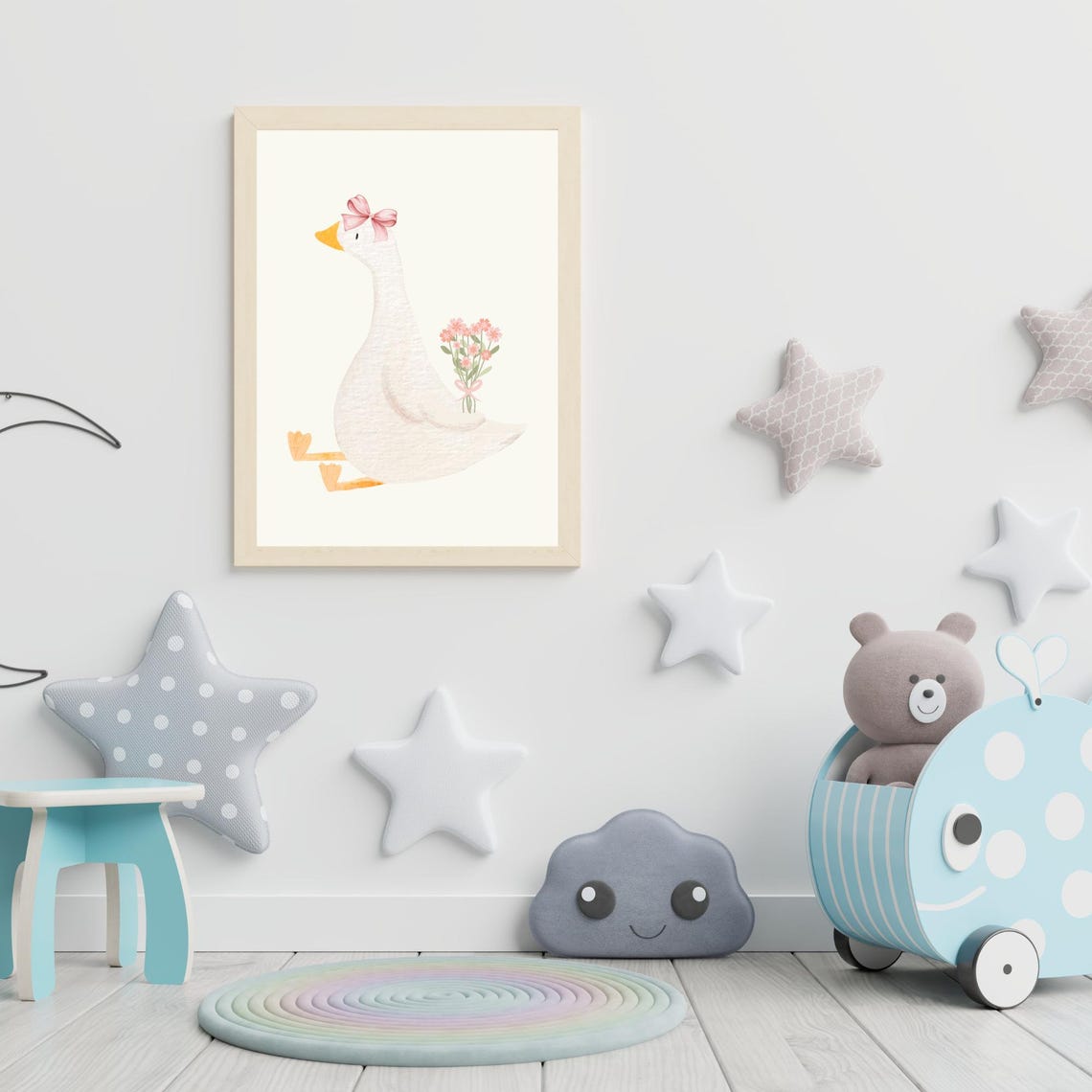 Silly Goose Wall Art | Pink Ribbon Goose Printable | Girls Nursery ...