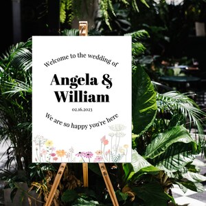 Minimalistic Pastel Floral Wedding Welcome Sign, Wildflower Welcome Sign, Floral Welcome Sign, Bridal Shower Sign, Pastel Bridal Shower Sign