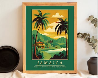 Retro Jamaica cartel impresión pared arte imprimible descarga Digital