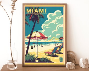 Vintage Miami Beach Poster Stampa Wall Art Download digitale stampabile