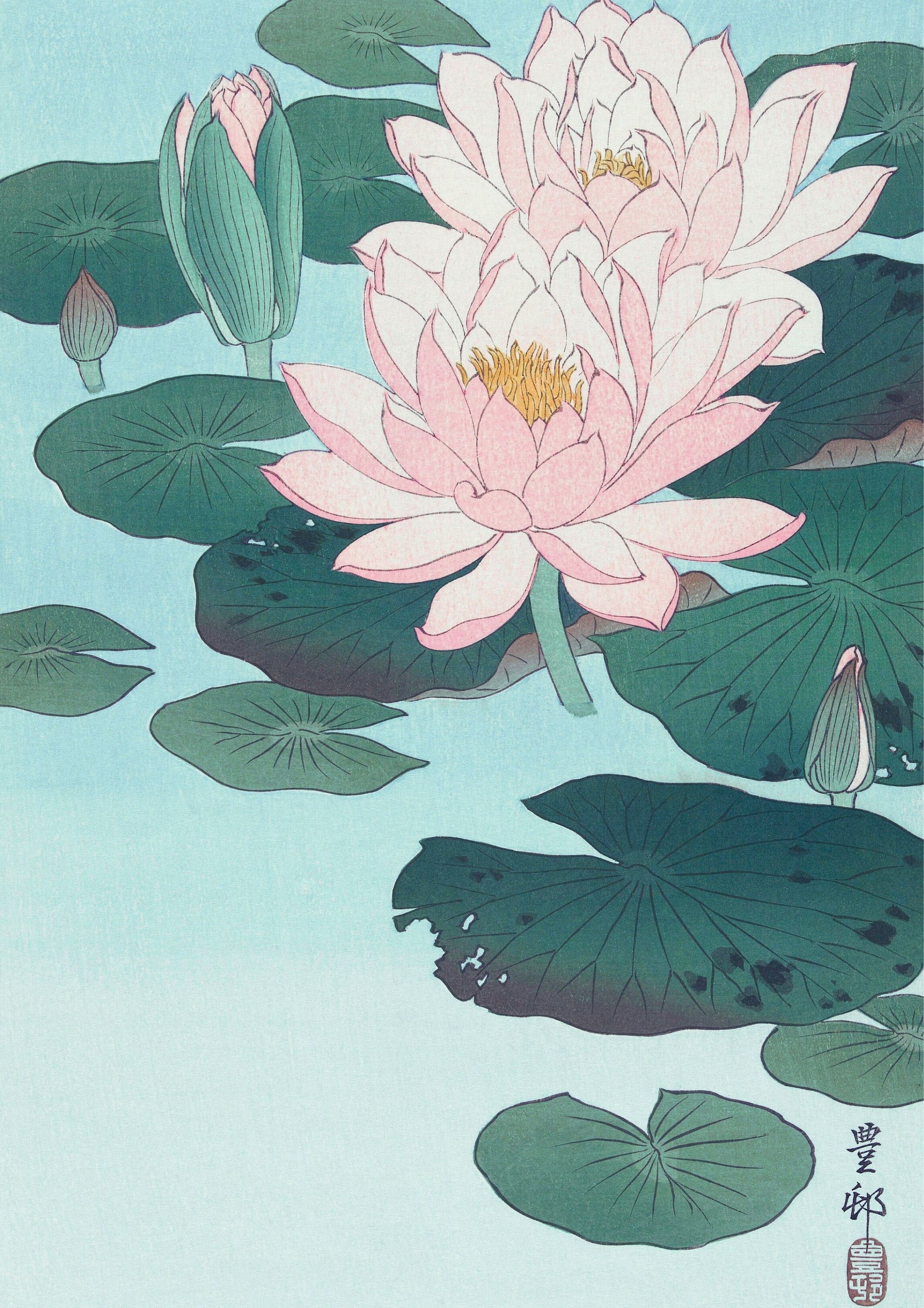 Japanese Wall Art Print - Water Lily | Digital Download - Etsy