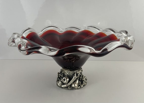Art Glass Pedestal Bowl Art Glass Pedestal Bowl