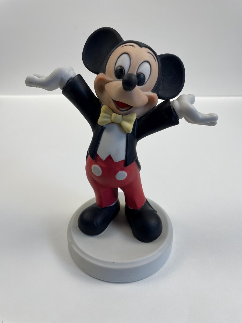 Vintage Mickey Mouse Figurine – Ceramic Disney Collectible, Retro Cartoon Decor, Perfect Gift for Disney Fans