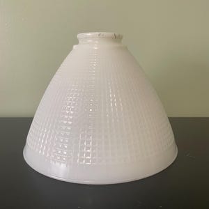 Diffusore vintage in vetro bianco largo 8 pollici - Riflettore per lampada Rembrandt / Stiffel - Vetro opalino a nido d'ape