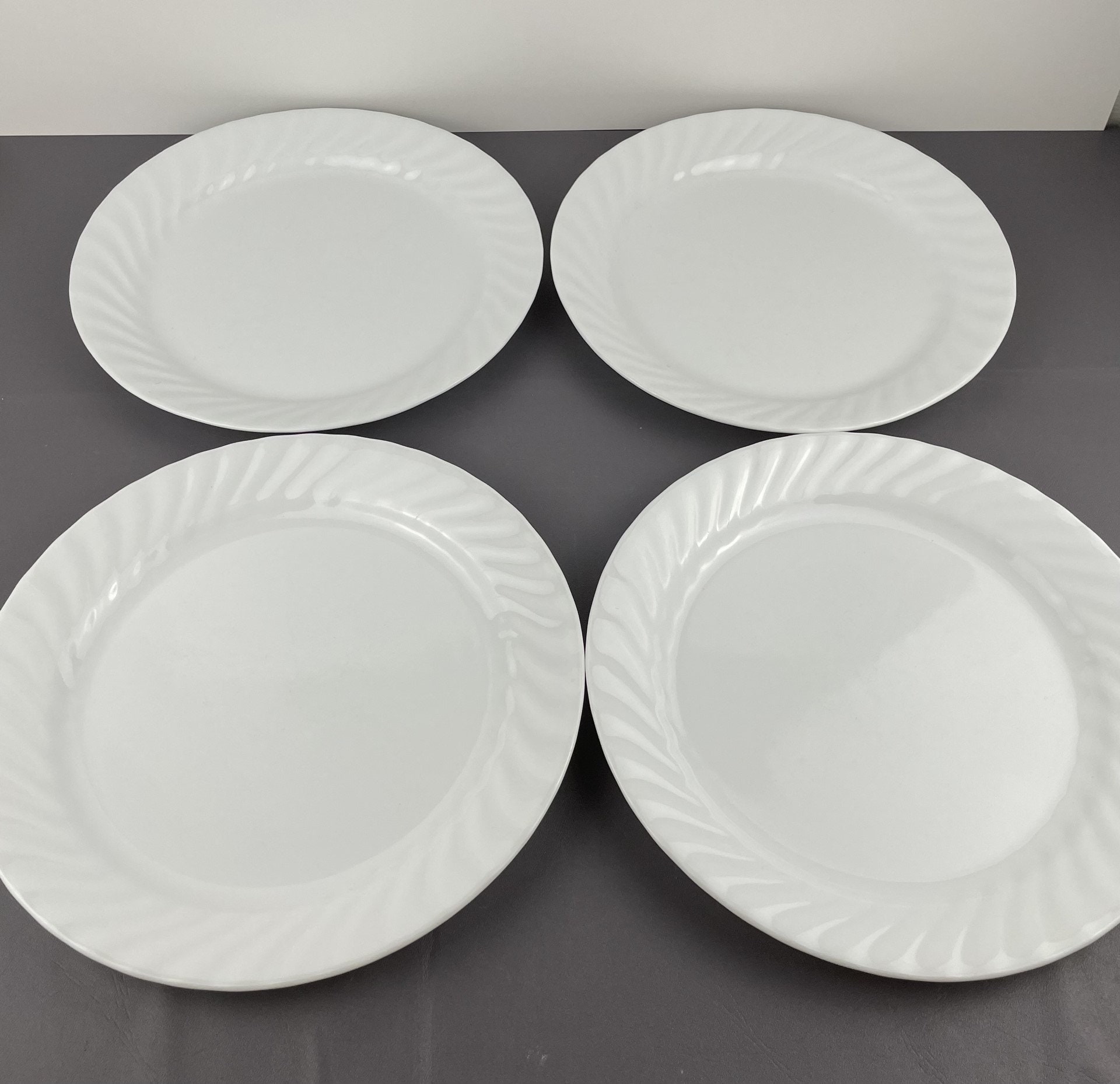 Set of 4 Corning Corelle Enhancements White Swirl Dinner Plates Etsy