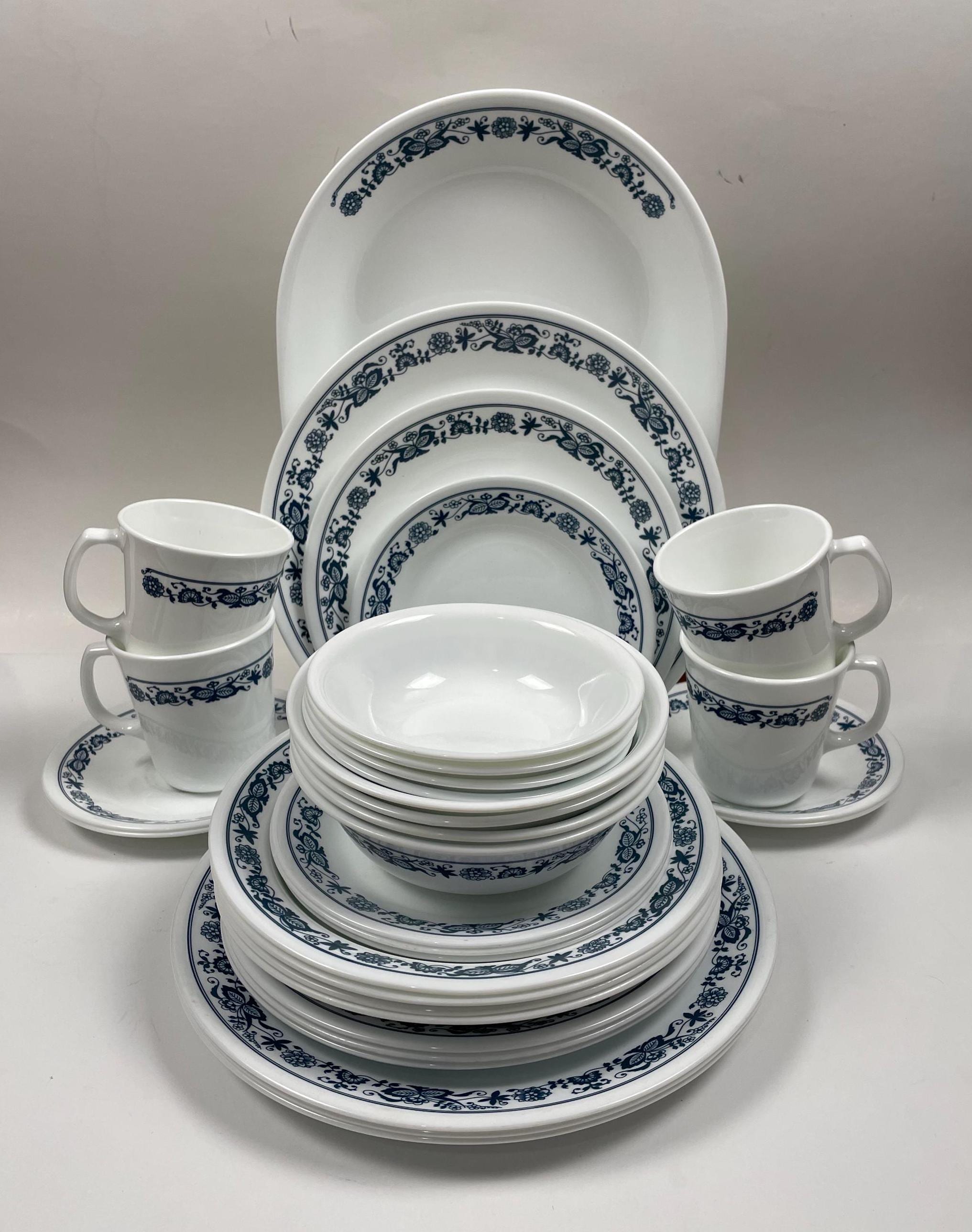 Corelle Old Town Blue Dinner, Lunch, Salad Plates, Fruit Nappies