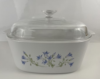 Corning Ware 5L Blue Dusk Pattern Casserole Dish - Vintage