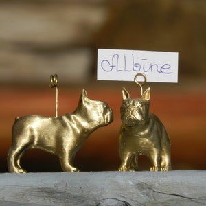 Place Card Holders French Bulldog, Dog Lover Wedding Table Decor, Golden Name Card Holders