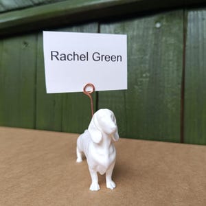 10 Dackel Tischkartenhalter Weiß, Weiner Hund Hochzeit Tischdekoration Tischkartenhalter Gold