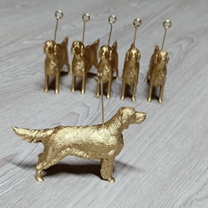 Set di 10 segnaposto con statuetta di Setter inglese in piedi