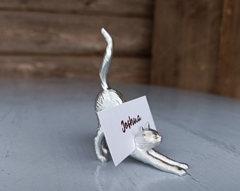 Hochzeit Tischkartenhalter Silber Katze, Tischkartenhalter, Katze Gedeck