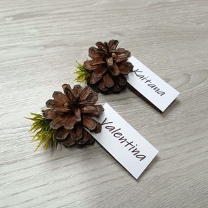 10 Pine Cone with Moss Place Card Holders