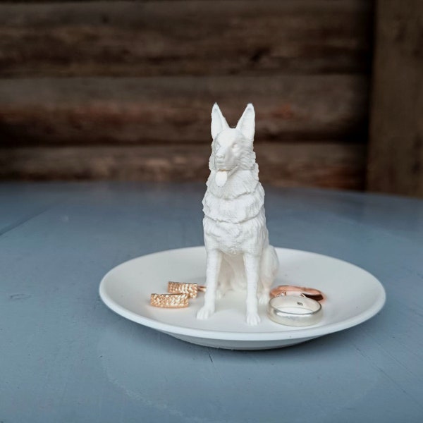 German Shepherd Dog Ring Trinket Dish Tray, Wedding Ring Bearer