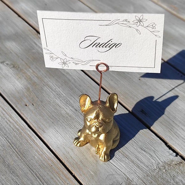 French Bulldog Place Cardholder, Frenchie Dog Lover Wedding Table Setting