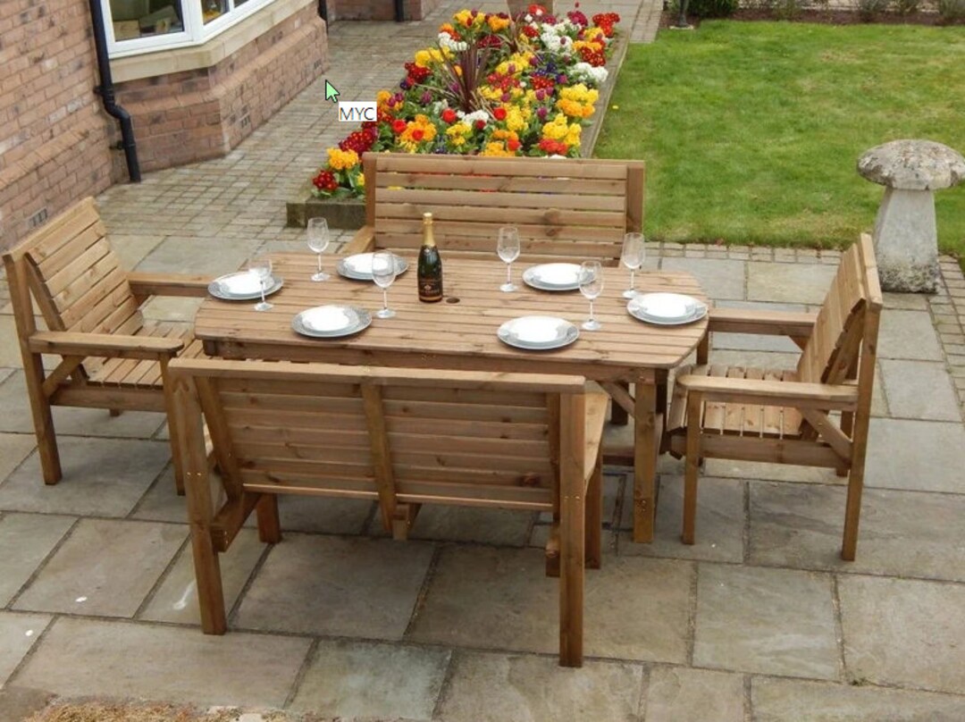 Staffordshire Garden Furniture 6ft Table Set With 2 Benches Etsy