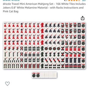 Travel Mahjong set. Canvas bag, 166 mini travel tiles and 4 racks/one with magnetic pusher. All have flat surface to expose your tiles. imagen 5