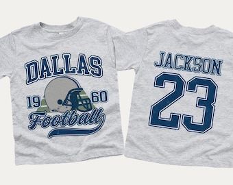 Personalized Dallas Football Kids T-Shirt: Vintage Jersey Style