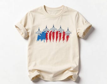 Fighter Jets American Flag Toddler Shirt 4th Of July Patriotic Military Tee USA Air Force Top Independence Day Veterans Holiday Gift