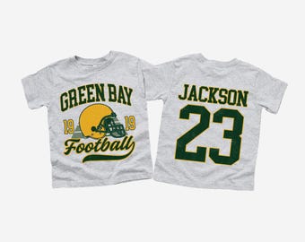 Green Bay Football Kids T-Shirt | Custom Name & Number Jersey | Toddler - Youth Game Day Tee