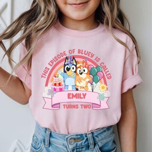 Personalized Blue Dog Birthday Girl Shirt – Custom Name & Age Tee for Girls