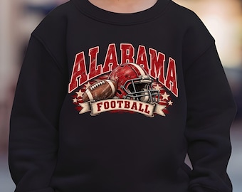 Alabama Vintage Football Kids Sweatshirt, Retro Game Day Pullover, Youth Football Helmet Shirt, Sports Fan Gift for Boys and Girls