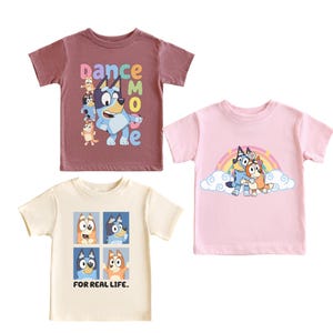3-Pack Blue Dog Shirts for Girls – Toddler & Youth Birthday Gift Set