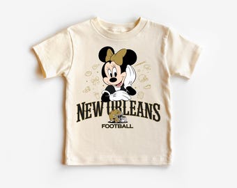 New Orleans Football Minnie T-Shirt, Kids Game Day Tee