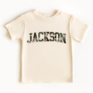 Custom Camo Name Shirt for Boys – Personalized Toddler & Youth T-Shirt, Military Style Letter Tee