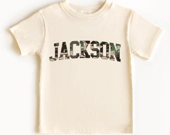 Custom Camo Name Shirt for Boys – Personalized Toddler & Youth T-Shirt, Military Style Letter Tee