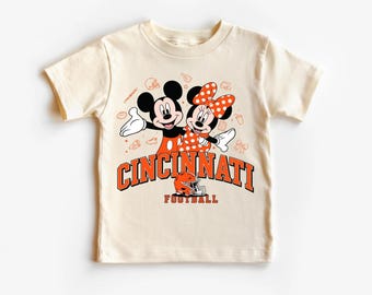 Cincinnati Football Kids T-Shirt – Cute Mickey  Minnie Style Bengals Game Day Tee – Toddler & Youth Shirt
