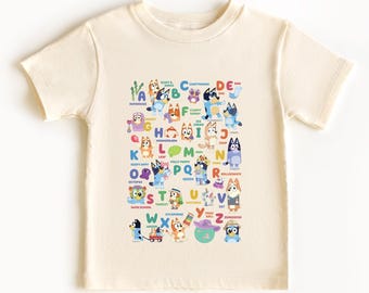 Blue Dog Alphabet Kids T-Shirt | Educational Toddler Tee