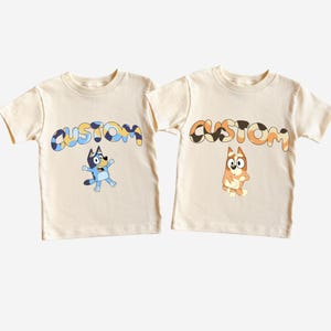 Custom Name Blue Dog Bingo Kids T-Shirt – Personalized Cartoon Puppy Shirt, Toddler & Youth Gift