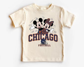 Chicago Football Kids T-Shirt – Cute Mickey  Minnie Style Bears Game Day Tee – Toddler & Youth Shirt