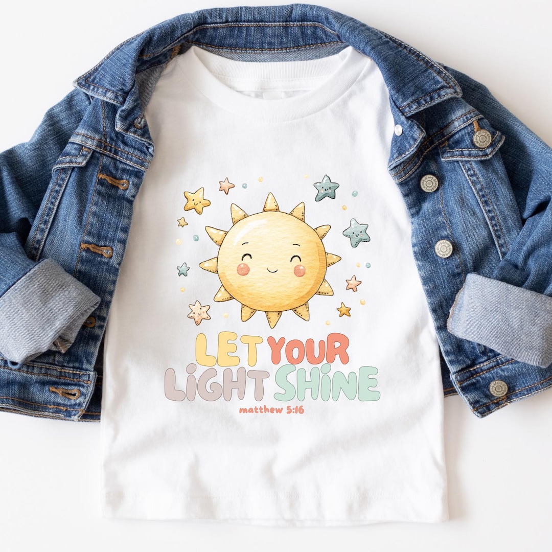 Let Your Light Shine Kids T-shirt – Matthew 5:16 Bible Verse Tee ...