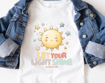 Let Your Light Shine Kids T-Shirt – Matthew 5:16 Bible Verse Tee, Christian Faith Shirt for Toddlers & Youth