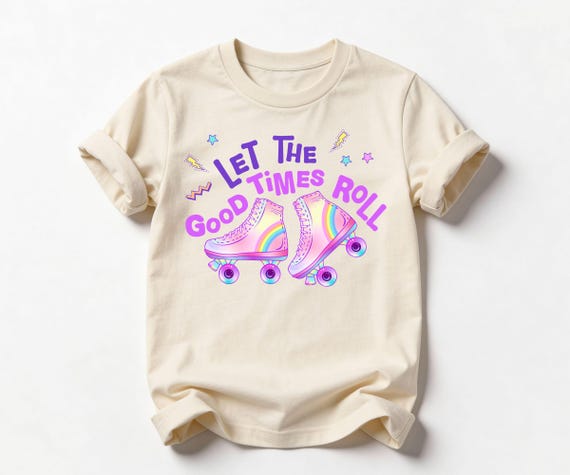 Let The Good Times Roll Shirt Retro Roller Skate Toddler Tee, Rainbow Top 80s 90s Nostalgia Roller Apparel Cute Summer Kids Shirt