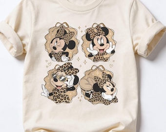 Minnie Mouse Girls Shirt, Leopard Minnie Kids Tee, Disney Minnie Mouse Outfit for Girls, Cute Minnie Toddler Shirt, Disney Kids Shirt