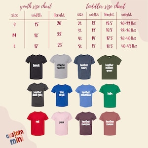 a group of children's t - shirts with the measurements