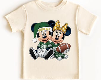 Green Bay Football Mickey Minnie Kids T-Shirt & Sweatshirt, Green Game Day Tee, Toddler Green bay Tee